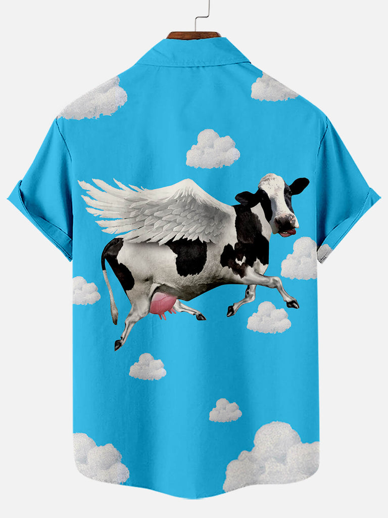 Funny Cow Pattern Men's Short Sleeve TopMens short sleeve shirts Big and tall Mens shirts Short sleeve shirts for men Mens 4xl shirts Casual short sleeve shirts