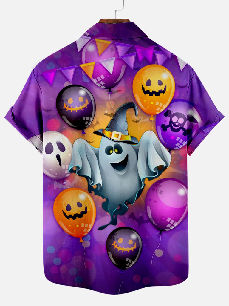 Halloween Spooky Balloon Party Short Sleeve ShirtMens short sleeve shirts Big and tall Mens shirts Short sleeve shirts for men Mens 4xl shirts Casual short sleeve shirts