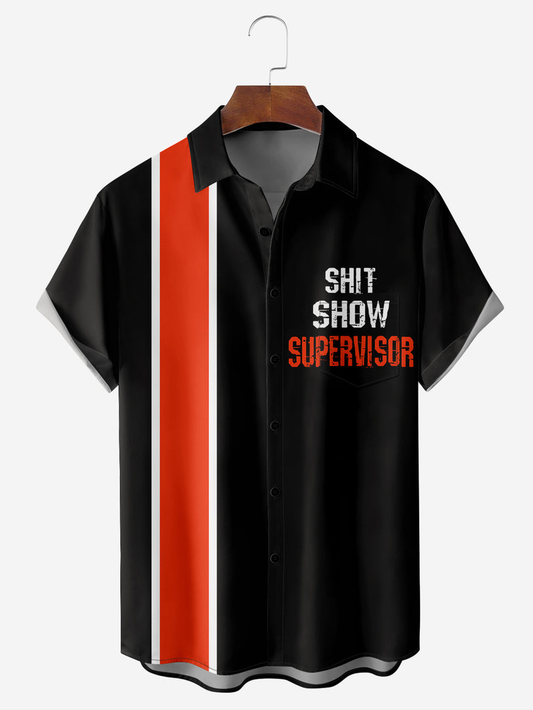 Men's Funny Shitshow Supervisor Bowling Short Sleeve ShirtMens short sleeve shirts Big and tall Mens shirts Short sleeve shirts for men Mens 4xl shirts Casual short sleeve shirts