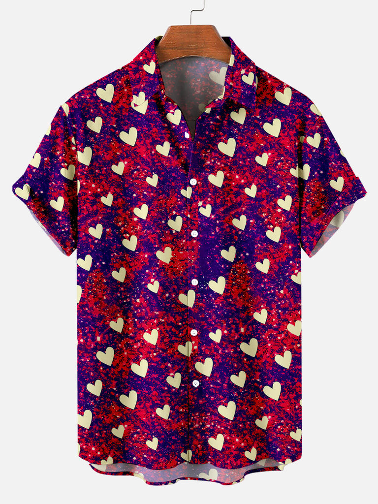 Men's All Over Print Hearts On Textured Background Short Sleeve ShirtMens short sleeve shirts Big and tall Mens shirts Short sleeve shirts for men Mens 4xl shirts Casual short sleeve shirts