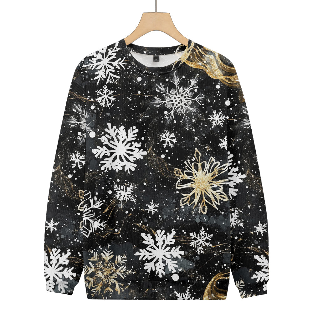 Beautiful Snowflakes wit Gold Specks Winter Knitted Crewneck Sweatshirt, mens short sleeve shirts¡ê?big and tall mens shirts¡ê?short sleeve shirts for men¡ê?mens 4xl shirts¡ê?casual short sleeve shirts