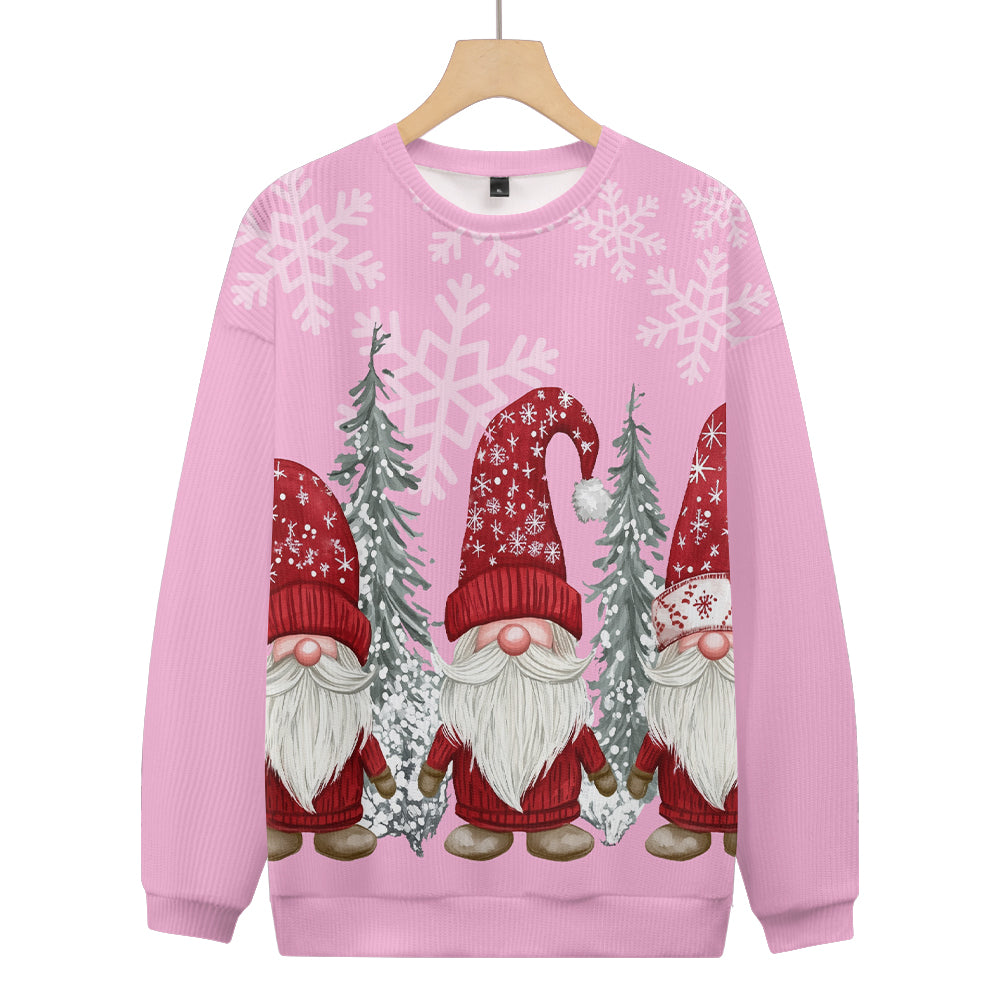 Christmas Gnomes and Trees on a Pink Knitted Sweatshirt, mens short sleeve shirts¡ê?big and tall mens shirts¡ê?short sleeve shirts for men¡ê?mens 4xl shirts¡ê?casual short sleeve shirts