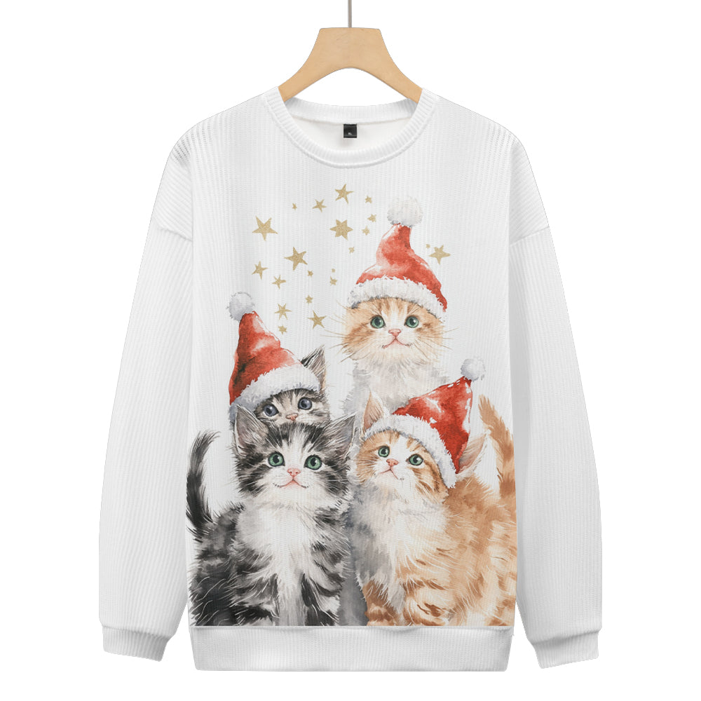 Very Cute Christmas Kittens Knitted Sweatshirt, mens short sleeve shirts¡ê?big and tall mens shirts¡ê?short sleeve shirts for men¡ê?mens 4xl shirts¡ê?casual short sleeve shirts