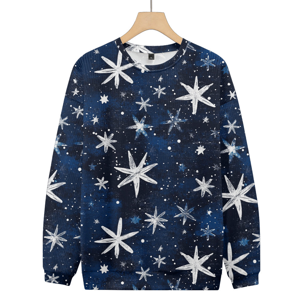 Hand Painted Falling Abstract Snowflakes in the Night Sky Knitted Sweatshirt, mens short sleeve shirts¡ê?big and tall mens shirts¡ê?short sleeve shirts for men¡ê?mens 4xl shirts¡ê?casual short sleeve shirts