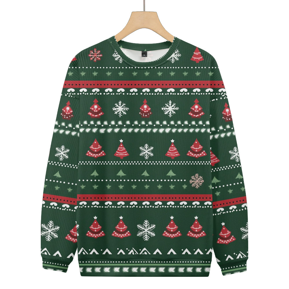 Christmas Tree and Snowflakes Knitted Crewneck Sweatshirt, mens short sleeve shirts¡ê?big and tall mens shirts¡ê?short sleeve shirts for men¡ê?mens 4xl shirts¡ê?casual short sleeve shirts