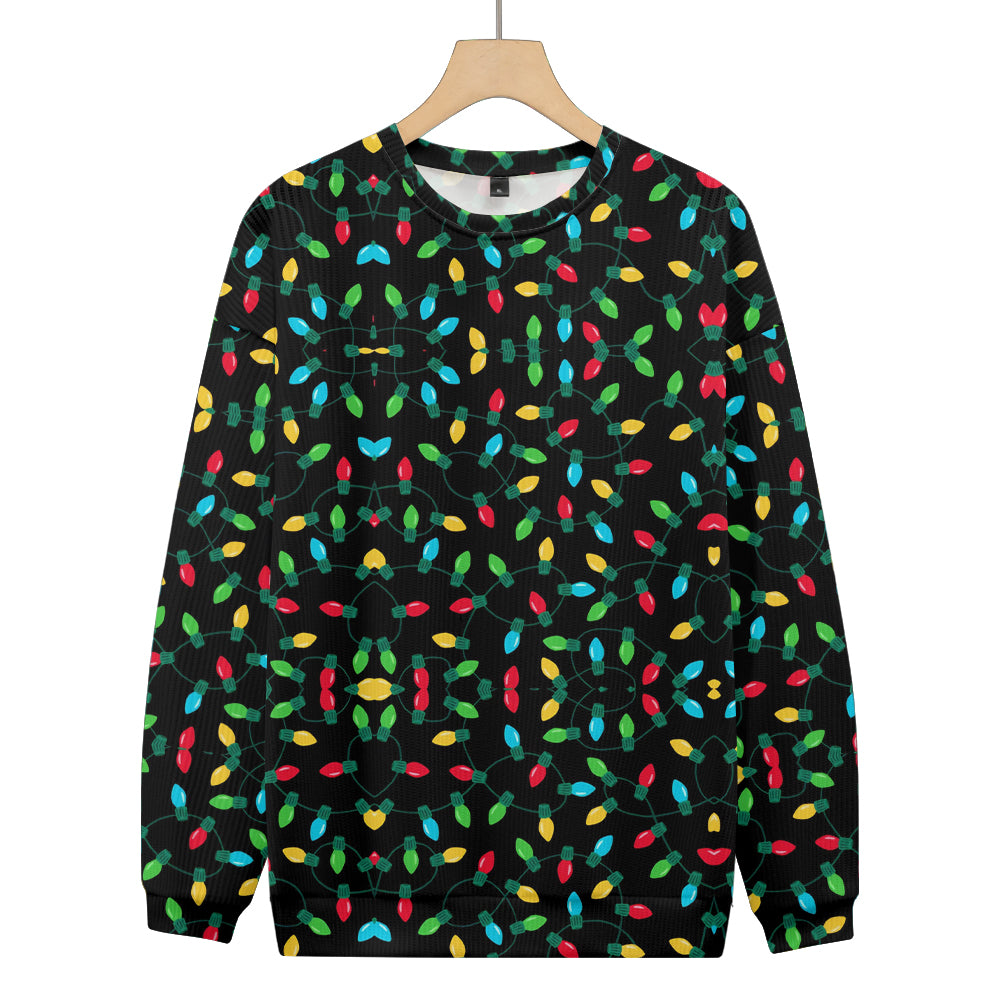 Festive Christmas Lights Knitted Crewneck Sweatshirt, mens short sleeve shirts¡ê?big and tall mens shirts¡ê?short sleeve shirts for men¡ê?mens 4xl shirts¡ê?casual short sleeve shirts