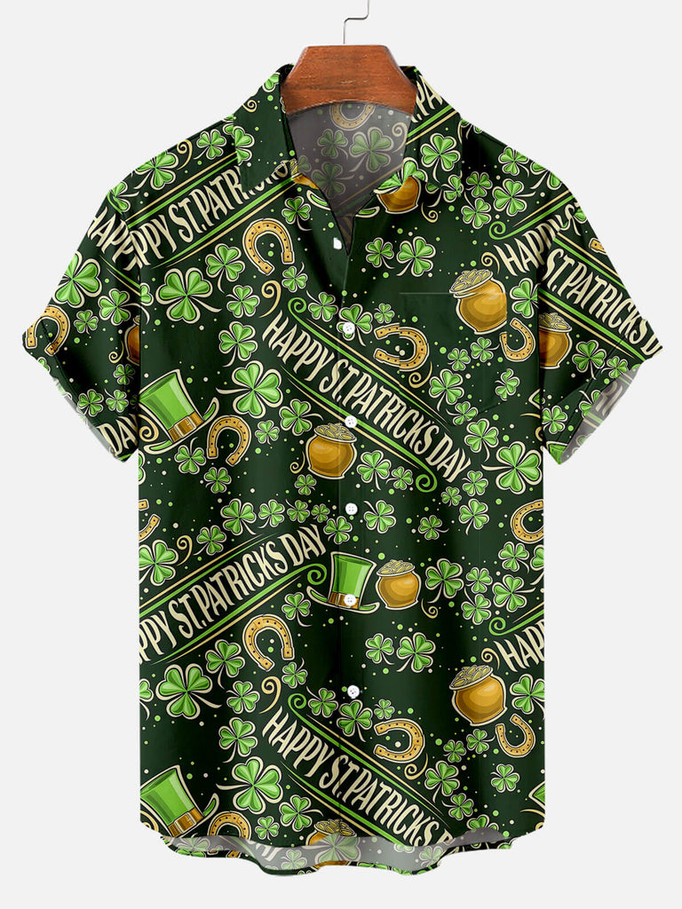 Men's Happy St. Patrick's Day and Beers Short Sleeve ShirtMens short sleeve shirts Big and tall Mens shirts Short sleeve shirts for men Mens 4xl shirts Casual short sleeve shirts