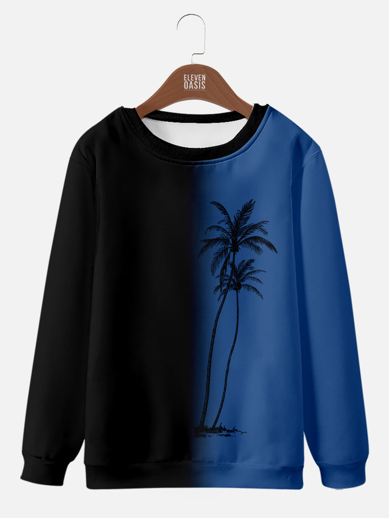 Hawaii Men's Gradient Coconut Tree Print Casual Breathable Sweatshirt Hoodie, mens short sleeve shirts£¬big and tall mens shirts£¬short sleeve shirts for men£¬mens 4xl shirts£¬casual short sleeve shirts