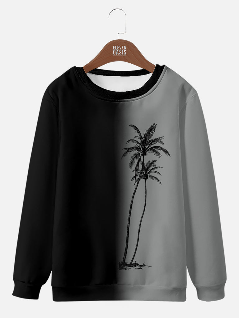 Hawaii Men's Gradient Coconut Tree Print Casual Breathable Sweatshirt Hoodie, mens short sleeve shirts£¬big and tall mens shirts£¬short sleeve shirts for men£¬mens 4xl shirts£¬casual short sleeve shirts