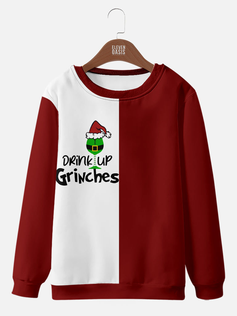 Drink Up Grinches Christmas Crewneck Sweatshirt, mens short sleeve shirts¡ê?big and tall mens shirts¡ê?short sleeve shirts for men¡ê?mens 4xl shirts¡ê?casual short sleeve shirts