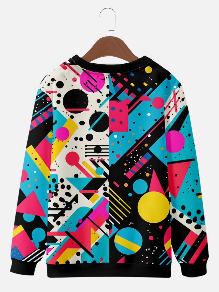 Men's Trapper Keeper Inspired Colorful Geometric Shapes Sweatshirt, mens short sleeve shirts¡ê?big and tall mens shirts¡ê?short sleeve shirts for men¡ê?mens 4xl shirts¡ê?casual short sleeve shirts