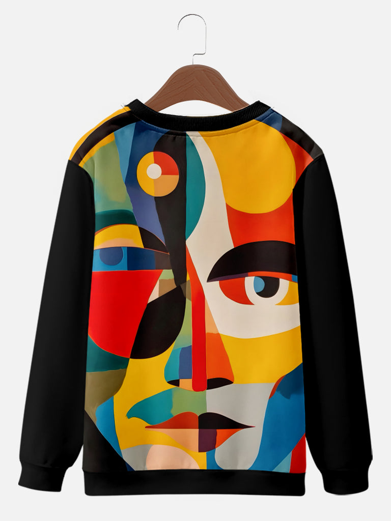 Men's Abstract Art Face Sweatshirt, mens short sleeve shirts¡ê?big and tall mens shirts¡ê?short sleeve shirts for men¡ê?mens 4xl shirts¡ê?casual short sleeve shirts