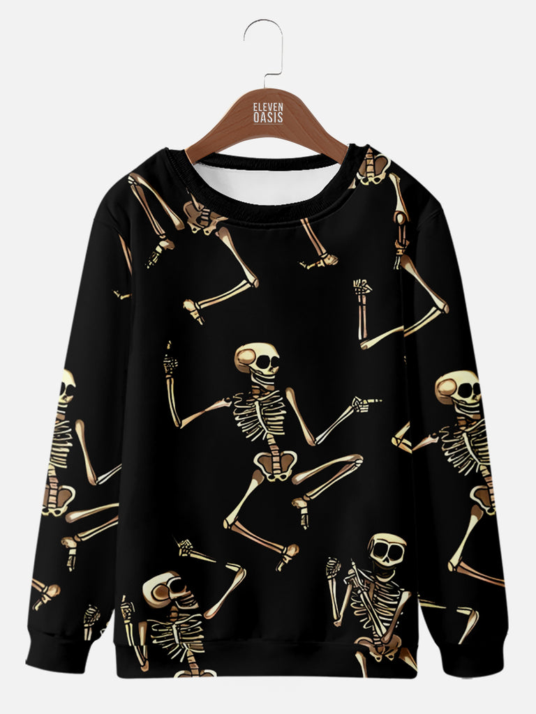 Halloween Dancing Skeleton Men's Sweatshirt, mens short sleeve shirts£¬big and tall mens shirts£¬short sleeve shirts for men£¬mens 4xl shirts£¬casual short sleeve shirts