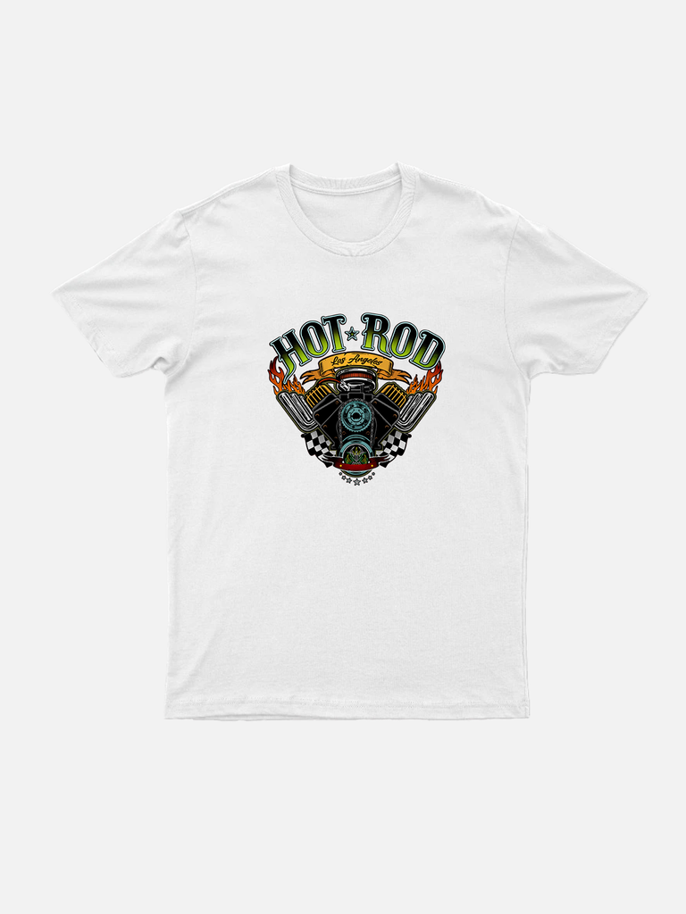 Men's muscle car Hotrod  Cotton T-shirt with vintage graphic on the front