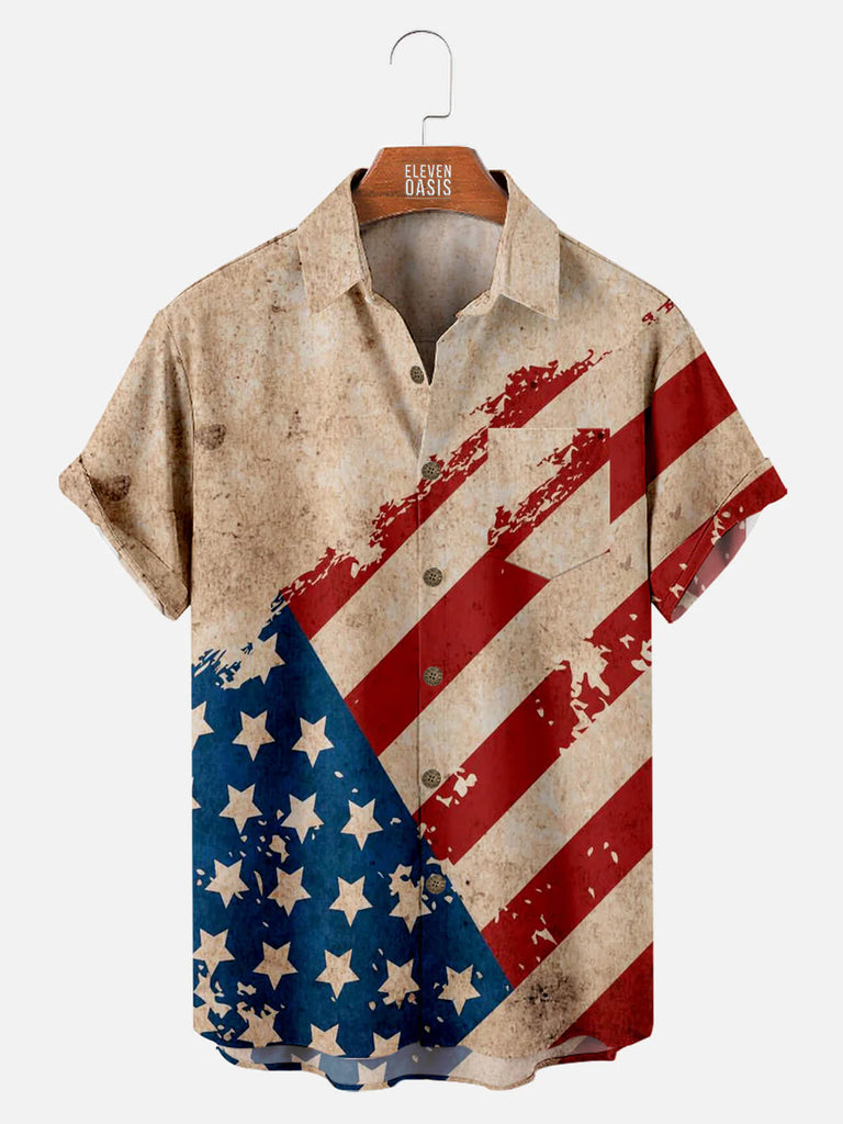 Independence Day Flag Men's Short Sleeve Pocket ShirtMens short sleeve shirts Big and tall Mens shirts Short sleeve shirts for men Mens 4xl shirts Casual short sleeve shirts