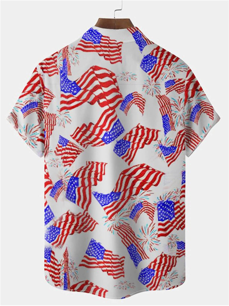 American Flag Floral Patch Print Men's Short Sleeve ShirtMens short sleeve shirts Big and tall Mens shirts Short sleeve shirts for men Mens 4xl shirts Casual short sleeve shirts