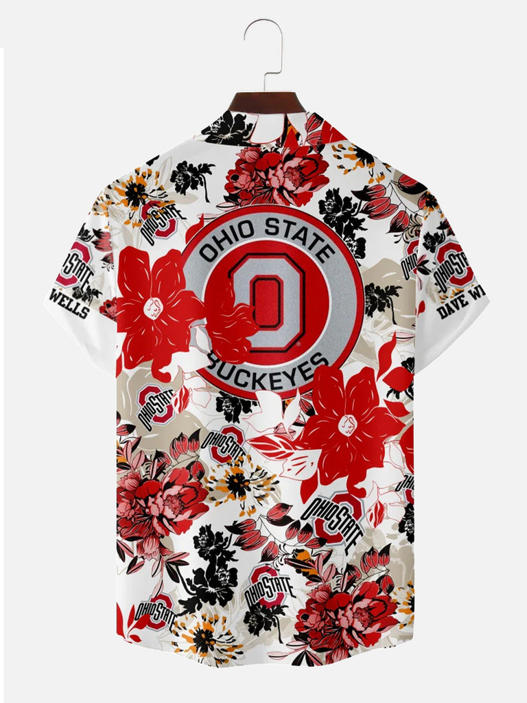 Ohio State Buckeyes American Football Hawaiian Print Short Sleeve ShirtMens short sleeve shirts Big and tall Mens shirts Short sleeve shirts for men Mens 4xl shirts Casual short sleeve shirts