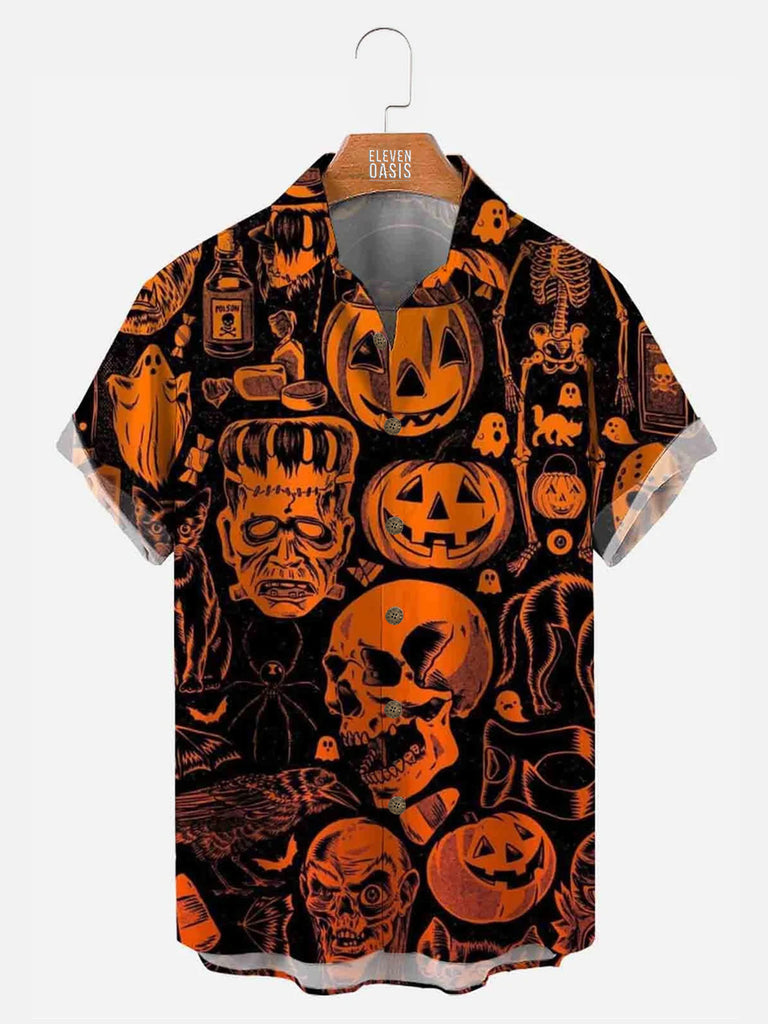 Halloween Thriller Men's Casual Plus Size ShirtMens short sleeve shirts Big and tall Mens shirts Short sleeve shirts for men Mens 4xl shirts Casual short sleeve shirts