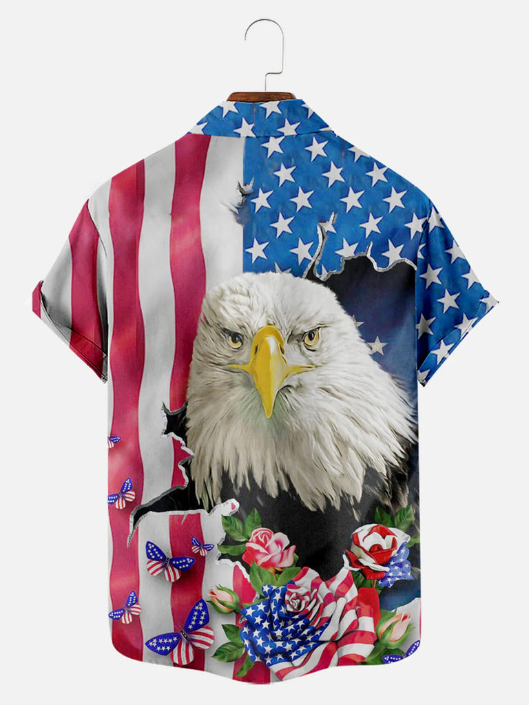 Eagle Flower Pattern Men's Short Sleeve ShirtMens short sleeve shirts Big and tall Mens shirts Short sleeve shirts for men Mens 4xl shirts Casual short sleeve shirts