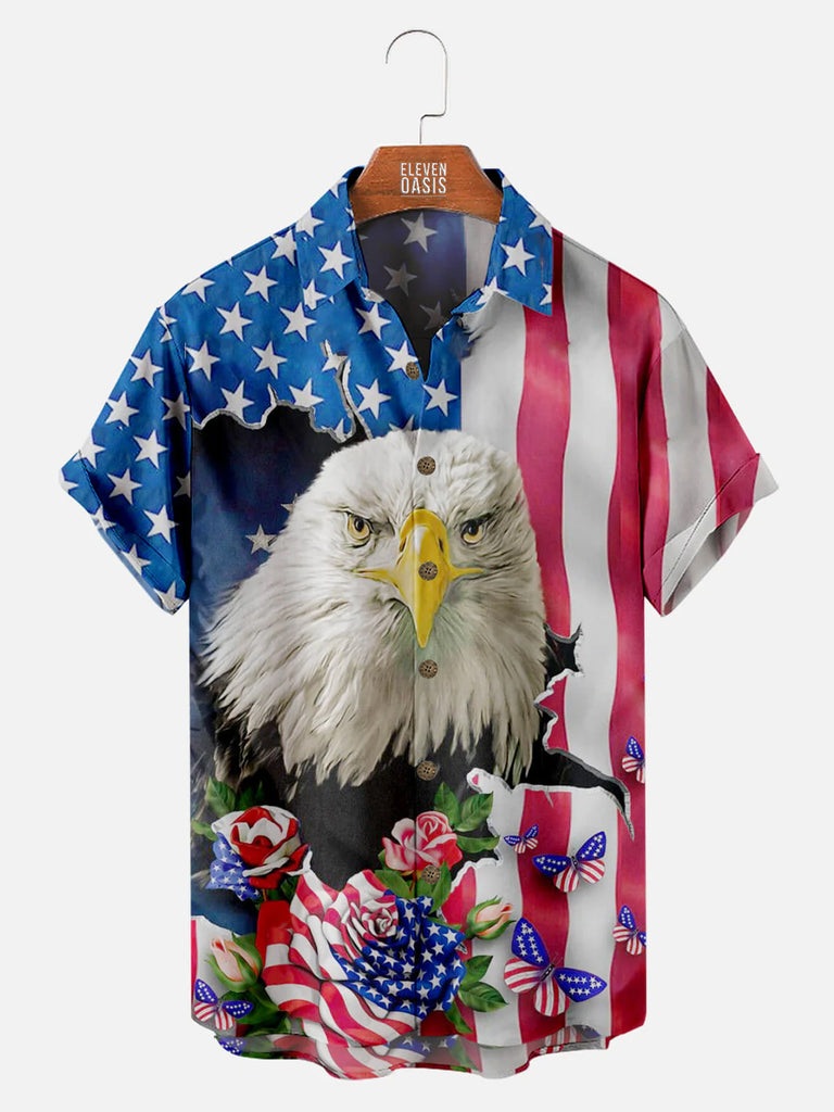 Eagle Flower Pattern Men's Short Sleeve ShirtMens short sleeve shirts Big and tall Mens shirts Short sleeve shirts for men Mens 4xl shirts Casual short sleeve shirts