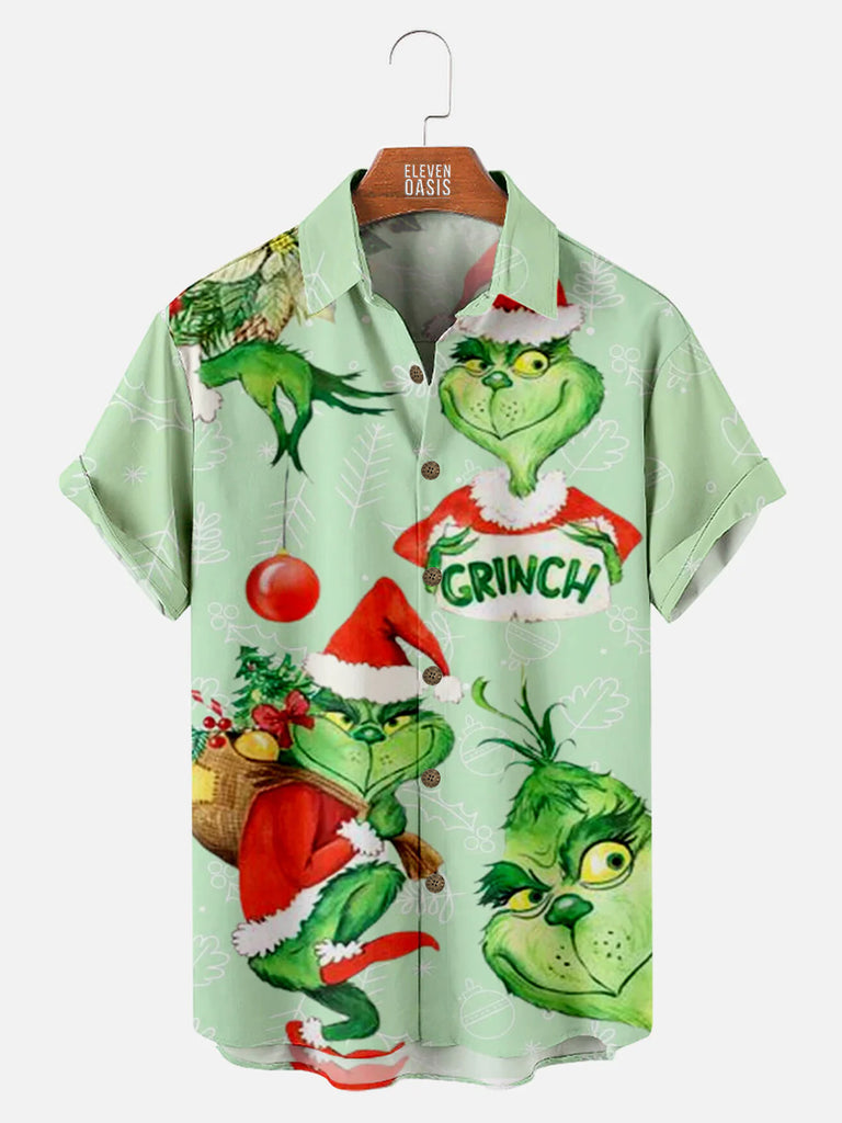 Merry Christmas Grinch Men's Short Sleeve ShirtMens short sleeve shirts Big and tall Mens shirts Short sleeve shirts for men Mens 4xl shirts Casual short sleeve shirts