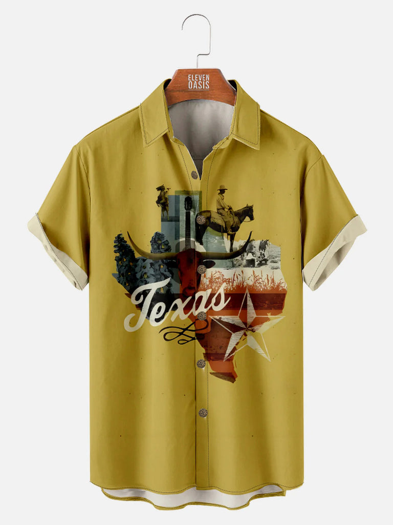 Men's Texas State Cowboy Short Sleeve ShirtMens short sleeve shirts Big and tall Mens shirts Short sleeve shirts for men Mens 4xl shirts Casual short sleeve shirts