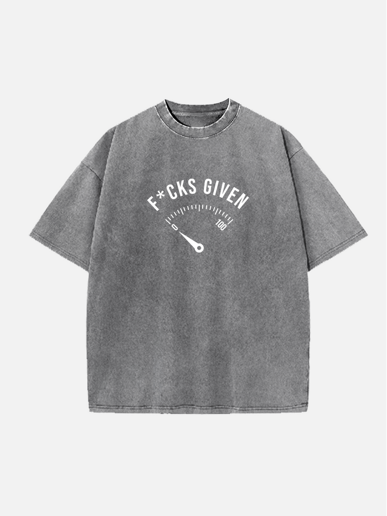 Men's washed cotton T-shirt with edgy slogan: Zero F*cks Given