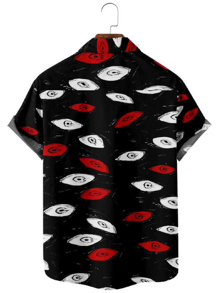 Men's Halloween Scary Eyes in the Dark Short Sleeve ShirtMens short sleeve shirts Big and tall Mens shirts Short sleeve shirts for men Mens 4xl shirts Casual short sleeve shirts