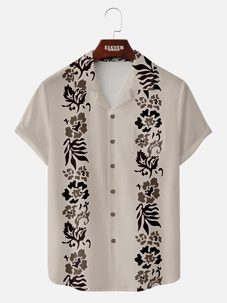 Men's flowers and plants camp collar short sleeve shirt