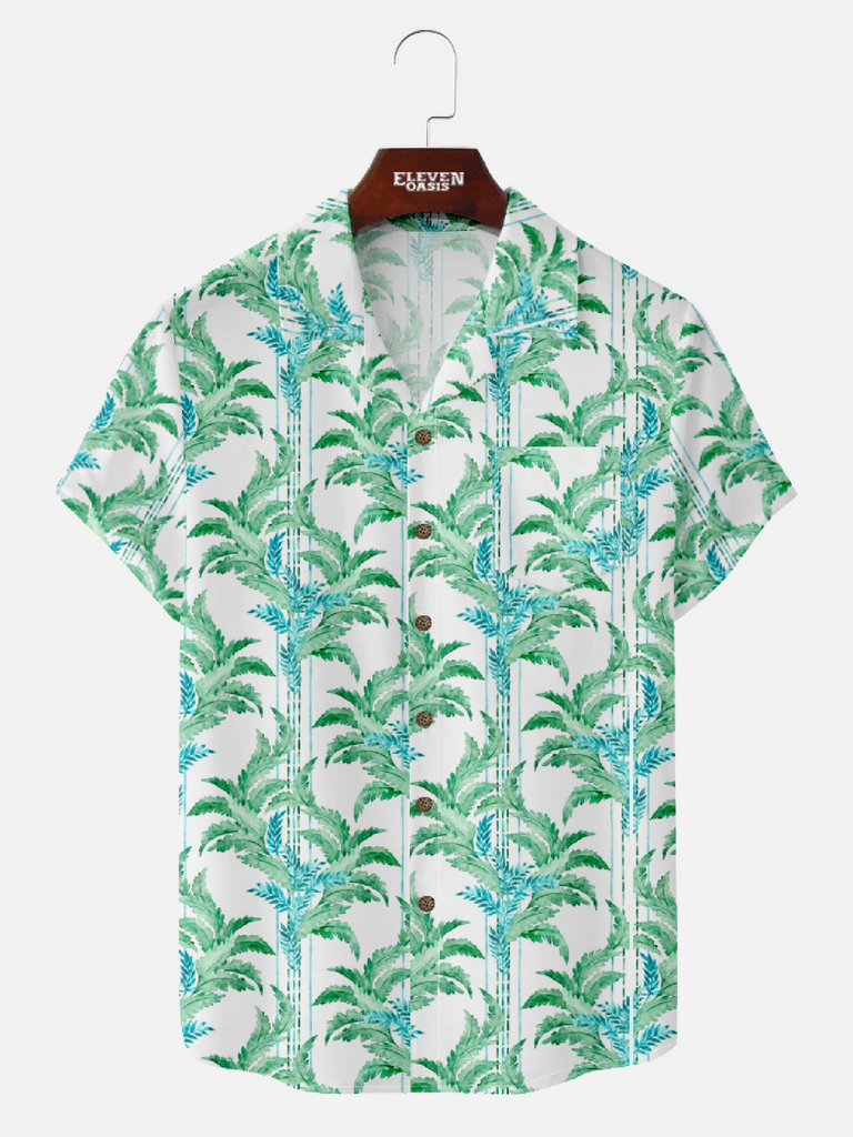 Men's tropical leaf camp collar short sleeve shirt