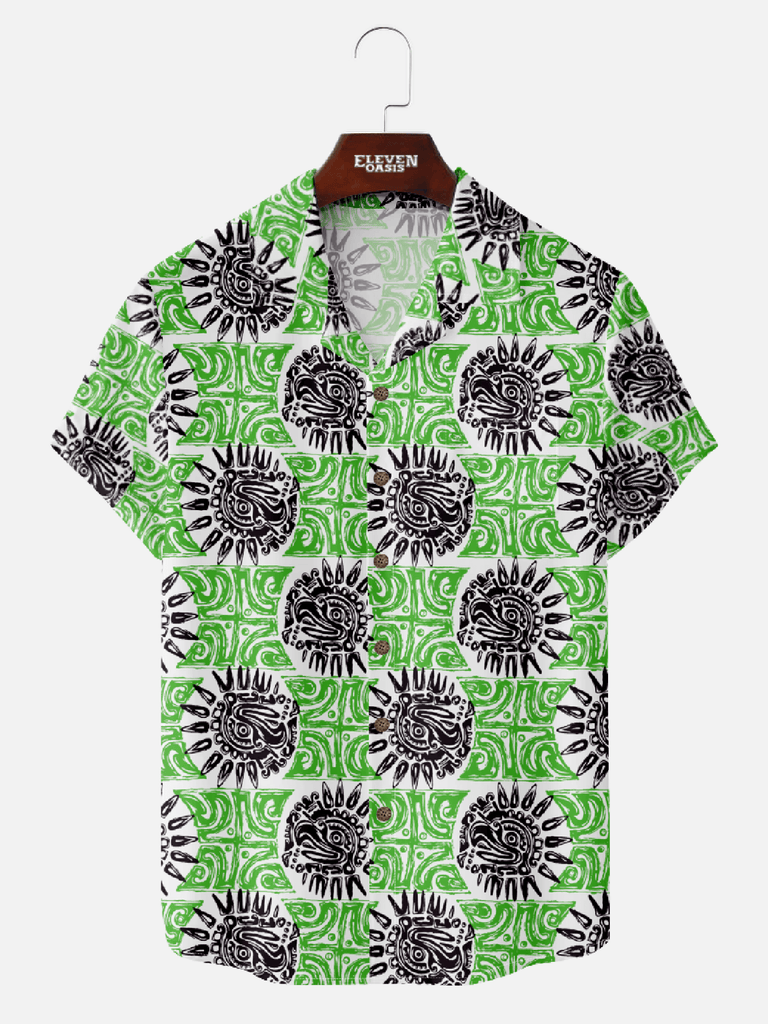 Men’s Ethnic Designs Camp Collar Short Sleeve Shirt