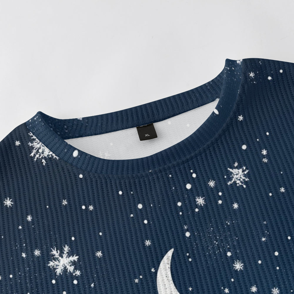 Beautiful Snowscape with White Reindeer Merry Christmas Knitted Sweatshirt, mens short sleeve shirts¡ê?big and tall mens shirts¡ê?short sleeve shirts for men¡ê?mens 4xl shirts¡ê?casual short sleeve shirts