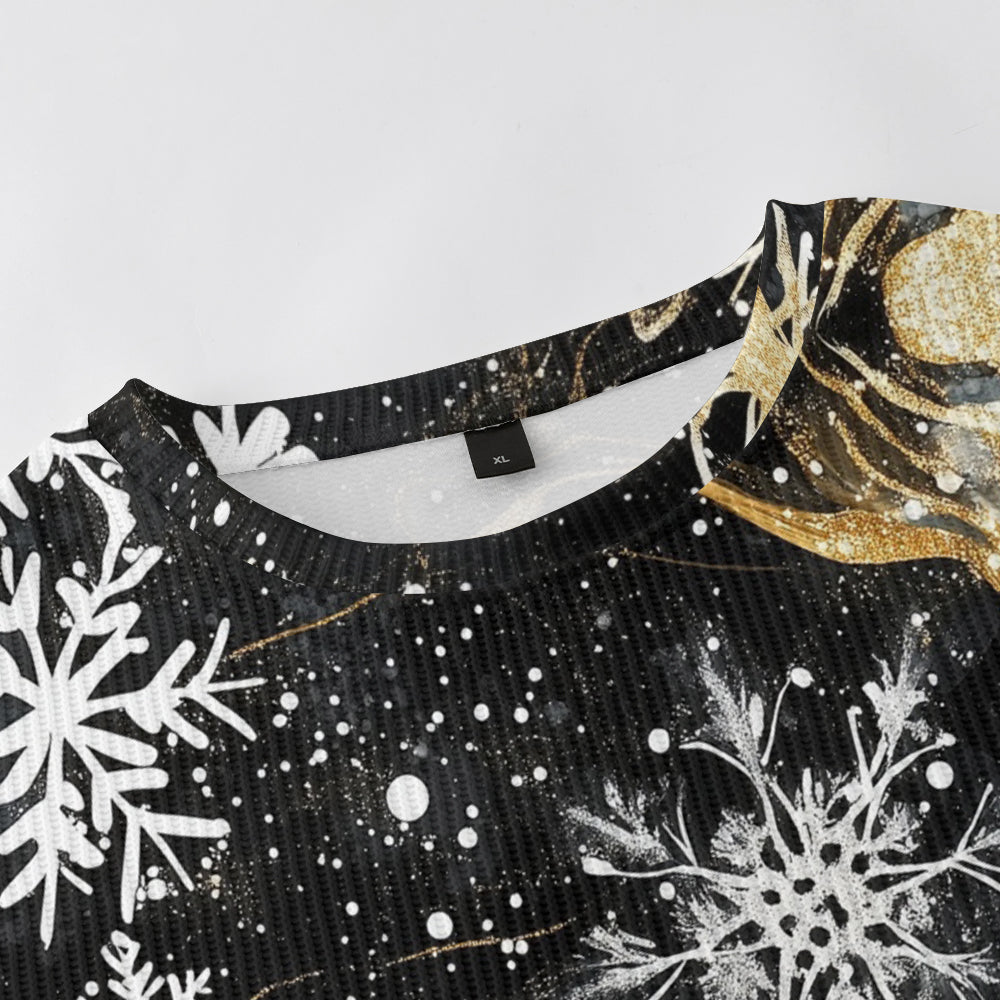 Beautiful Snowflakes wit Gold Specks Winter Knitted Crewneck Sweatshirt, mens short sleeve shirts¡ê?big and tall mens shirts¡ê?short sleeve shirts for men¡ê?mens 4xl shirts¡ê?casual short sleeve shirts