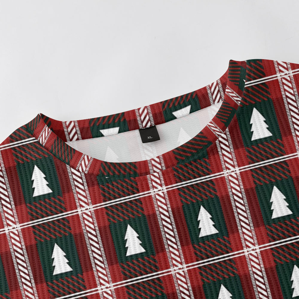 Christmas Tree in Checkers Knitted Crewneck Sweatshirt, mens short sleeve shirts¡ê?big and tall mens shirts¡ê?short sleeve shirts for men¡ê?mens 4xl shirts¡ê?casual short sleeve shirts