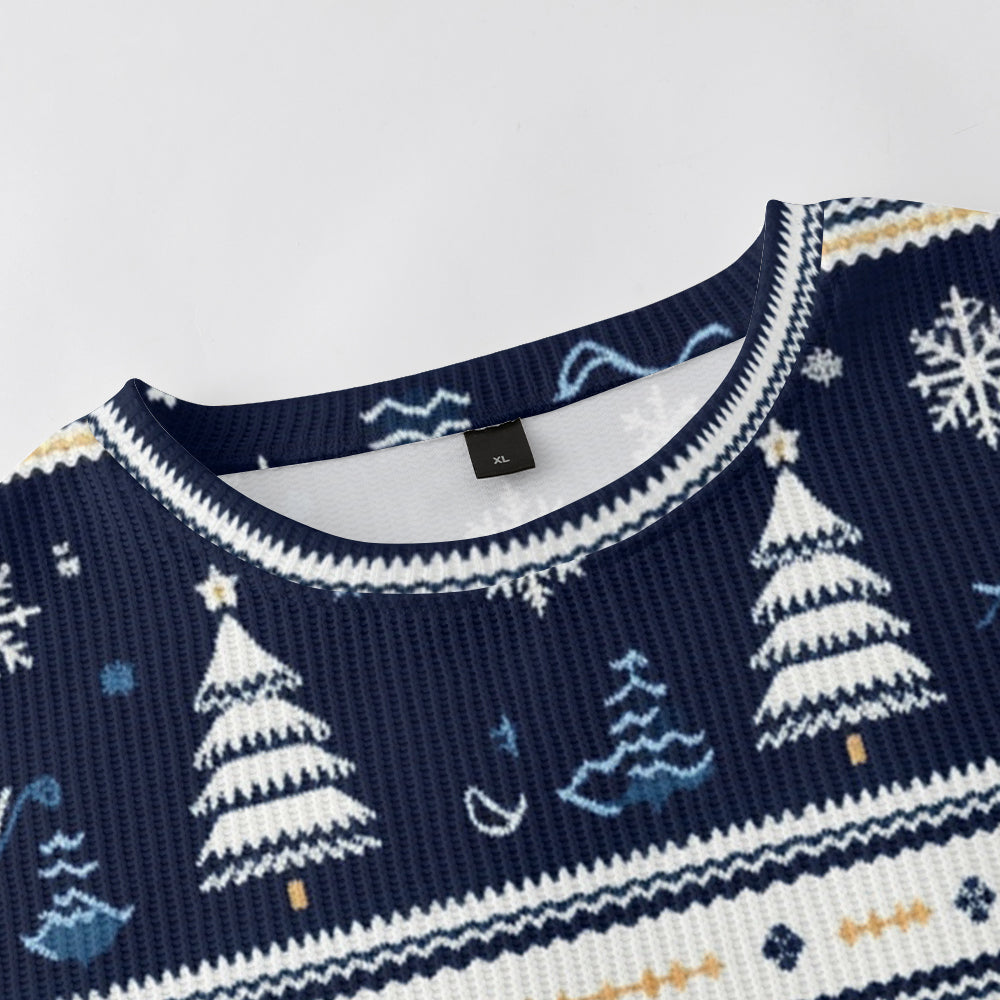 Christmas Elements Trees and Gingerbread House Knitted Sweatshirt, mens short sleeve shirts¡ê?big and tall mens shirts¡ê?short sleeve shirts for men¡ê?mens 4xl shirts¡ê?casual short sleeve shirts