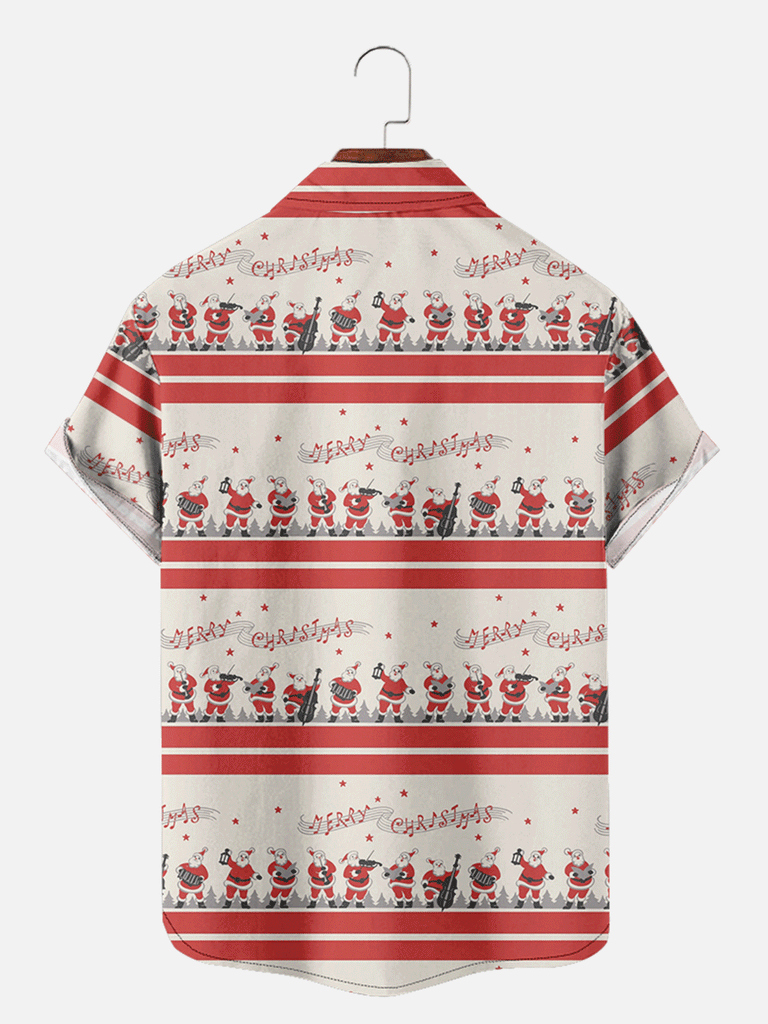 Musical Santa Singing Merry Christmas Short Sleeve Shirt, mens short sleeve shirts?¡§o?big and tall mens shirts?¡§o?short sleeve shirts for men?¡§o?mens 4xl shirts?¡§o?casual short sleeve shirts