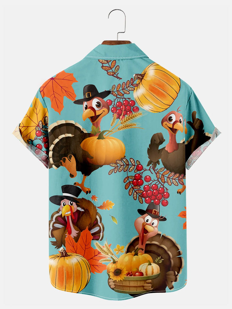 Men's Thanksgiving Fun Turkey Print Short Sleeve ShirtMens short sleeve shirts Big and tall Mens shirts Short sleeve shirts for men Mens 4xl shirts Casual short sleeve shirts