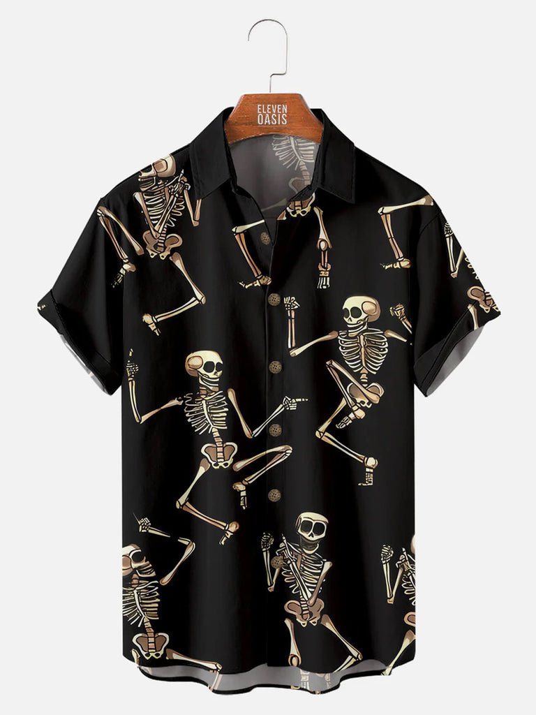 Halloween Dancing Skeleton Men's Short Sleeve ShirtMens short sleeve shirts Big and tall Mens shirts Short sleeve shirts for men Mens 4xl shirts Casual short sleeve shirts