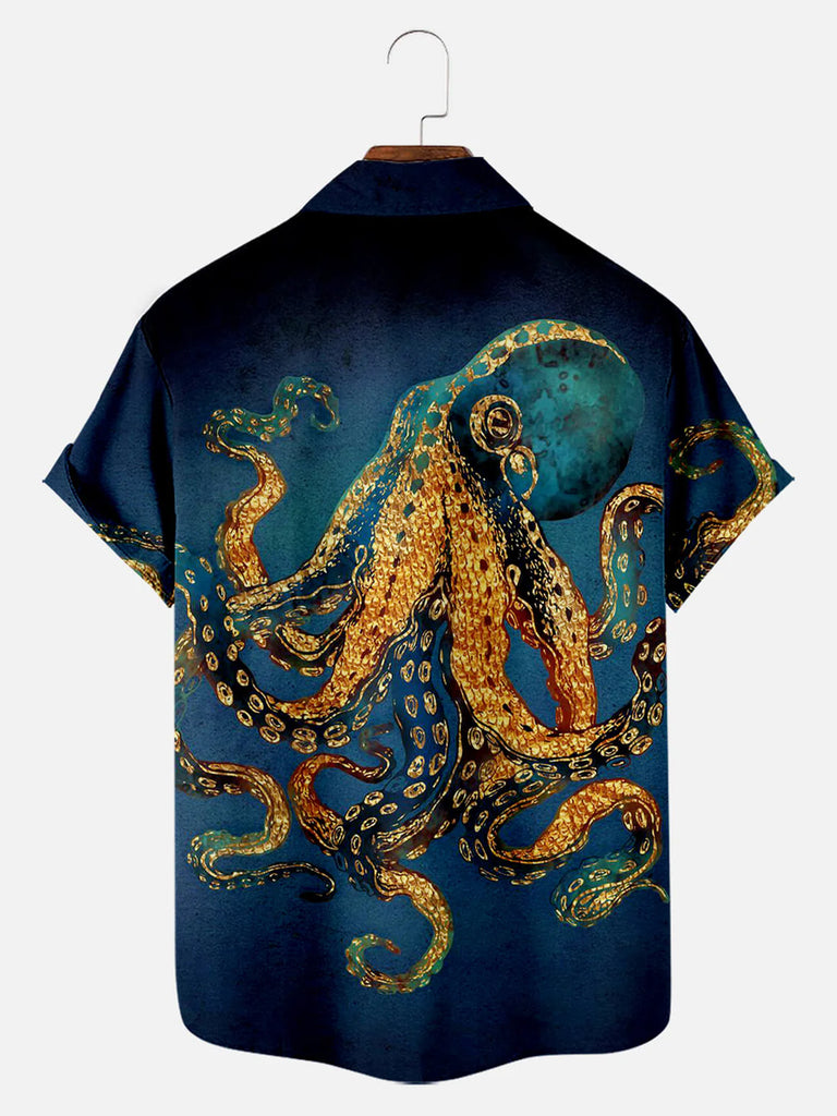 Cthulhu Octopus Pattern Men's Short Sleeve Tops with Chest PocketMens short sleeve shirts Big and tall Mens shirts Short sleeve shirts for men Mens 4xl shirts Casual short sleeve shirts