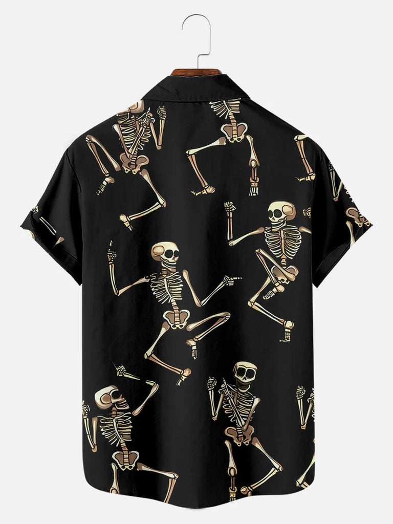 Halloween Dancing Skeleton Men's Short Sleeve ShirtMens short sleeve shirts Big and tall Mens shirts Short sleeve shirts for men Mens 4xl shirts Casual short sleeve shirts