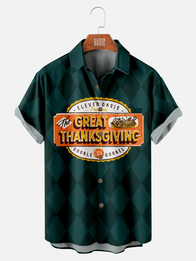 Men's Eleven Oasis Great Thanksgiving Short Sleeve Shirt with Chest PocketMens short sleeve shirts Big and tall Mens shirts Short sleeve shirts for men Mens 4xl shirts Casual short sleeve shirts