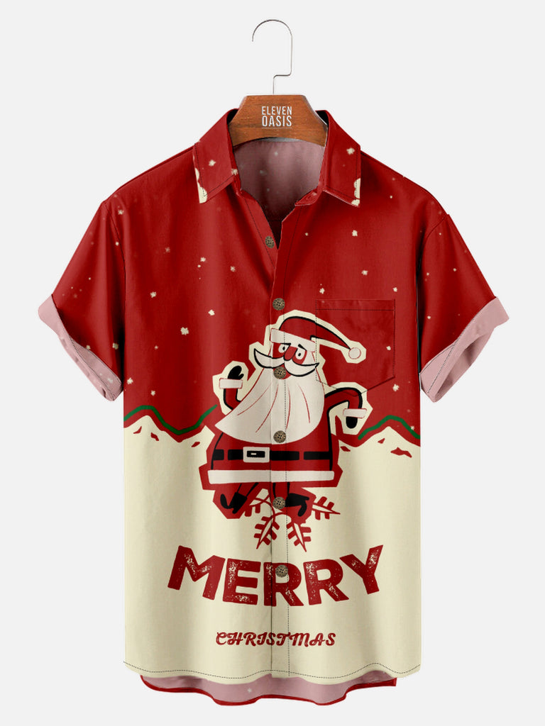 Men's Happy Santa Merry Christmas Short Sleeve ShirtMens short sleeve shirts Big and tall Mens shirts Short sleeve shirts for men Mens 4xl shirts Casual short sleeve shirts