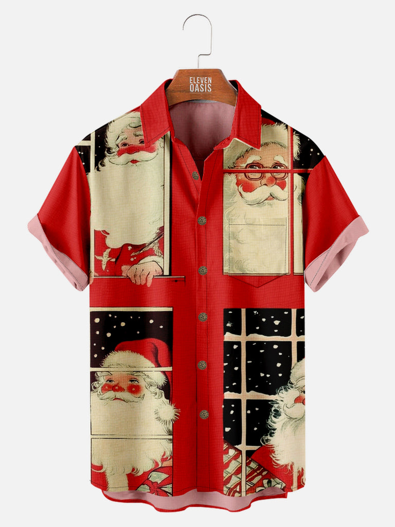 Men's Merry Christmas Santa is On the Way Short Sleeve ShirtMens short sleeve shirts Big and tall Mens shirts Short sleeve shirts for men Mens 4xl shirts Casual short sleeve shirts