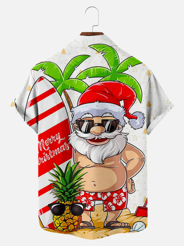 Christmas Hawaii Holiday Santa Men's Short Sleeve Casual ShirtMens short sleeve shirts Big and tall Mens shirts Short sleeve shirts for men Mens 4xl shirts Casual short sleeve shirts