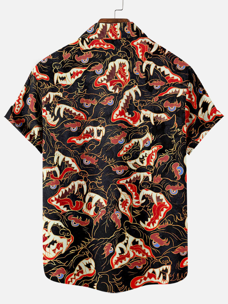 Dragon Fangs Patterns Men's Short Sleeve TopMens short sleeve shirts Big and tall Mens shirts Short sleeve shirts for men Mens 4xl shirts Casual short sleeve shirts