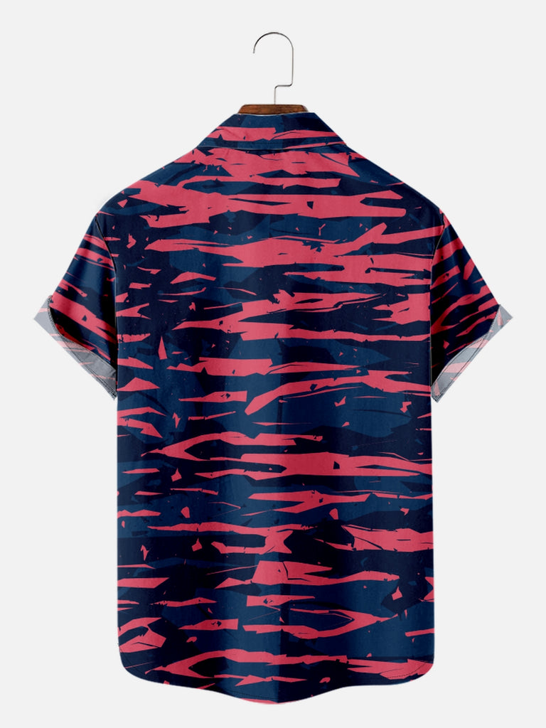 Men's Pink and Blue Camo Print Short Sleeve ShirtMens short sleeve shirts Big and tall Mens shirts Short sleeve shirts for men Mens 4xl shirts Casual short sleeve shirts