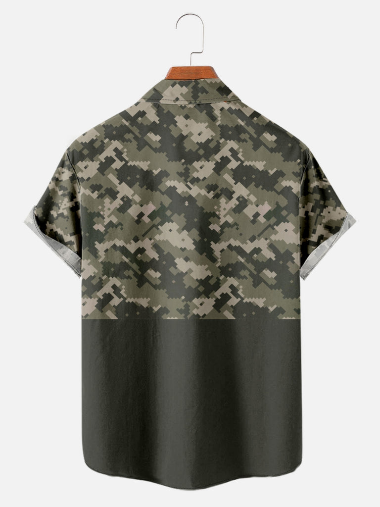 Men's Minecraft-Inspired Camo Print Short Sleeve ShirtMens short sleeve shirts Big and tall Mens shirts Short sleeve shirts for men Mens 4xl shirts Casual short sleeve shirts