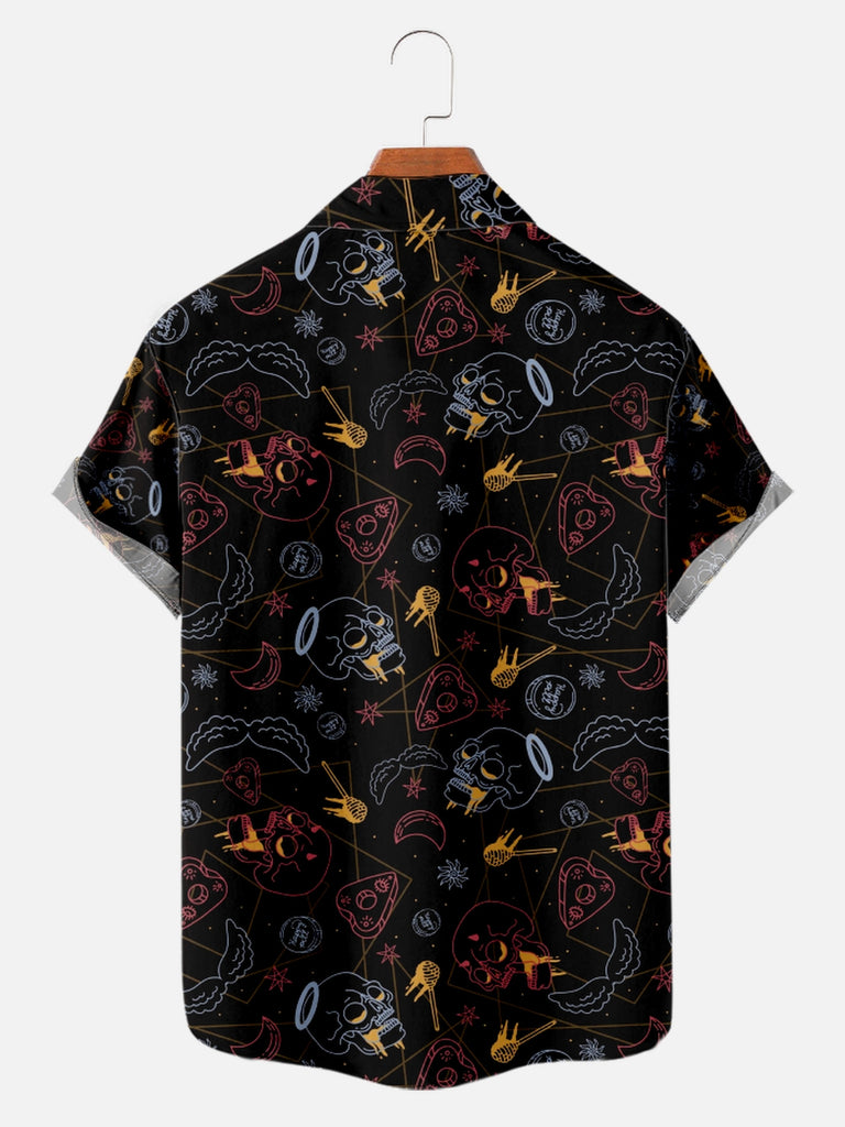 Men's Hand-drawn Skulls All Over Print Short Sleeve ShirtMens short sleeve shirts Big and tall Mens shirts Short sleeve shirts for men Mens 4xl shirts Casual short sleeve shirts