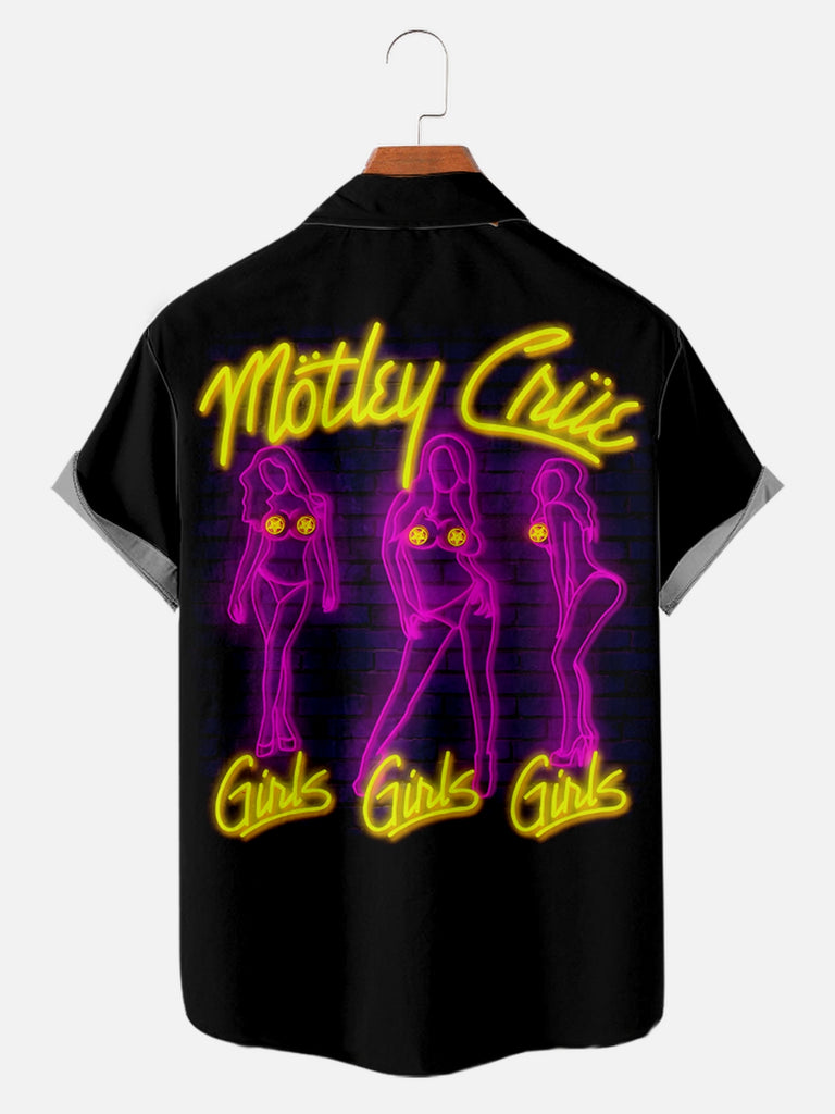 Men's M?tley Cr¨¹e Girls Girls Girls Music Band Short Sleeve ShirtMens short sleeve shirts Big and tall Mens shirts Short sleeve shirts for men Mens 4xl shirts Casual short sleeve shirts