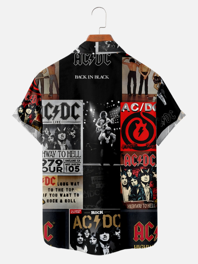 Men's ACDC Tribute Music Short Sleeve ShirtMens short sleeve shirts Big and tall Mens shirts Short sleeve shirts for men Mens 4xl shirts Casual short sleeve shirts